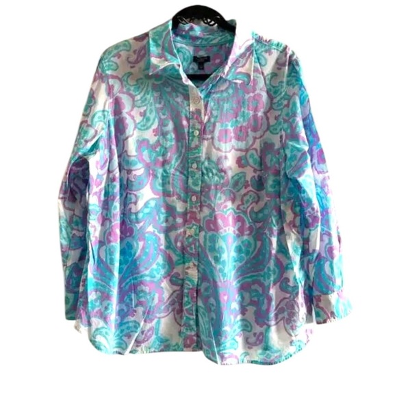 Talbots Plus Petite Paisley Blouse in Purple,White and Blue- 2Xp - Picture 1 of 10
